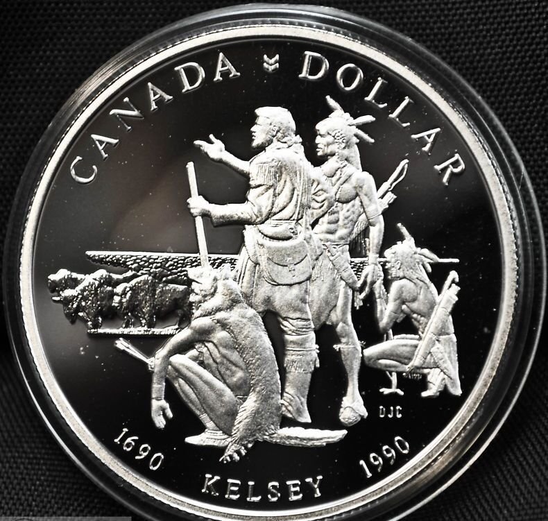 Canada 1990 Large Silver Proof $1-Kelsey/Indians