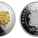 Rare 2009 Andorra Large Proof Goldplated Silver 10 D Chopin 200 years-1848/Piano