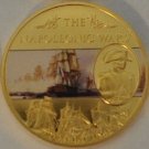 St.Helena 2013 Large Goldplated Color 25 Pence-Napoleon-Ship Battles-DiamondRock