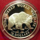 1990 Cook Is Large Silver Proof  50$ Fauna Grizzly Bear