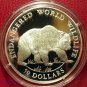 1990 Cook Is Large Silver Proof  50$ Fauna Grizzly Bear