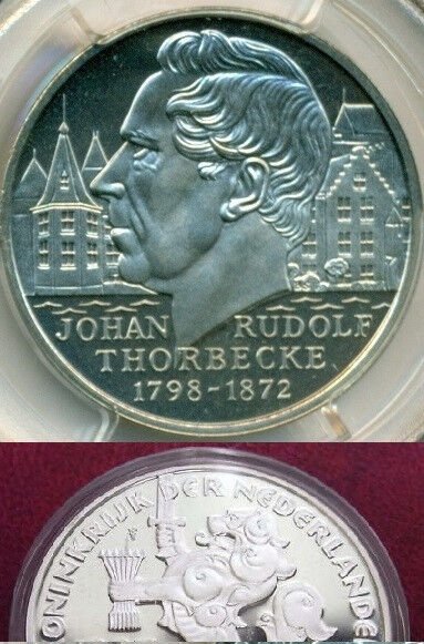 1998 Netherlands Large Proof Silver 25 Ecu Thorbecke