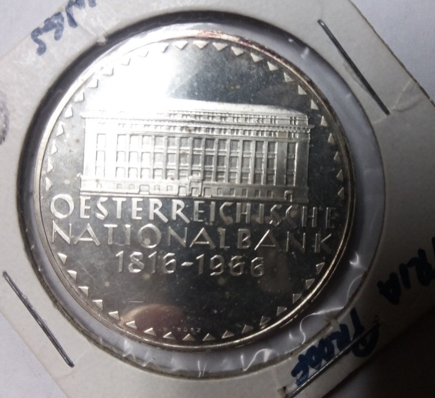Scarce 1966 Austria Large Proof Silver 50 sh National Bank