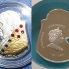 2007 Cook Is Large Silver/Gldpl.Proof $5-Vatican Benedict-Swarovski crystals