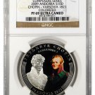 Rare 2009 Andorra Large Proof Silver 10 D Chopin 200 years-1821 Russia NGC PF69