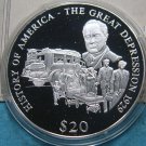 Liberia 2000 Large Silver Proof $20-Roosevelt-Great Depression