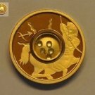 2003 Cook Is. Gold plated Silver w/Gemstones $1 Zodiac- Scorpio/Aquamarine