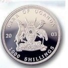 2003 Uganda Large Proof  Gorilla 1000 Sh T2