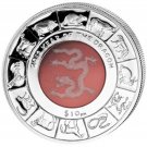 2012 British Virgin Islands Large Silver Proof $10 Year ofthe Dragon/Box/Crystal