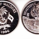 Rare 1996 Maldives Silver Fish Ship Pattern,mntg 100
