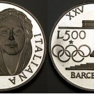 1992 Italy Proof Silver 500 Lire Barcelona Olympic