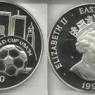 1994 East Caribbean States Large Silver Proof $10 World Cup Soccer