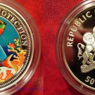 1997 Gambia Large Silver Color Proof 50 Bututs-Tropical fish