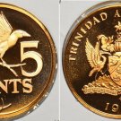 1974 Trinidad &Tobago Proof 5 c Bird of Paradise