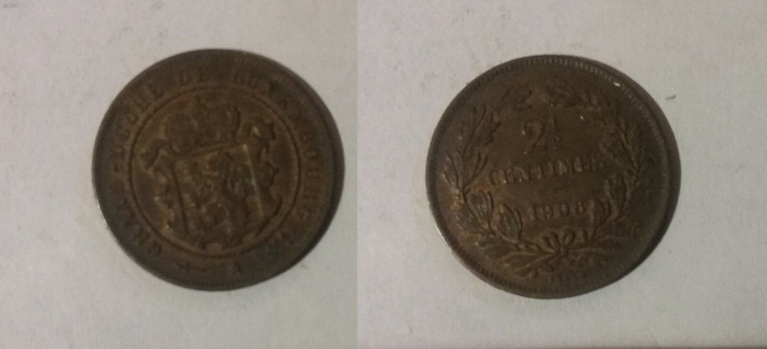1908 Luxembourg 2 1/2 Cent- Nice