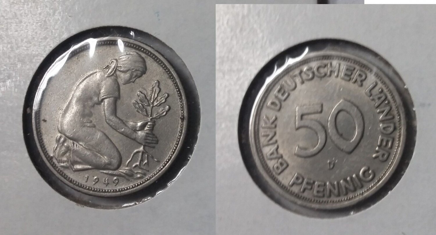 1949 D Germany  50 Pfennig- Nice