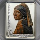 2009 Cook Is Large Silver Color Proof $5-Great Painters-Johannes Vermeer/w pearl