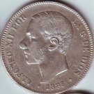 1883 Spain Large silver 5 pesetas-King Alfonso-Nice condition