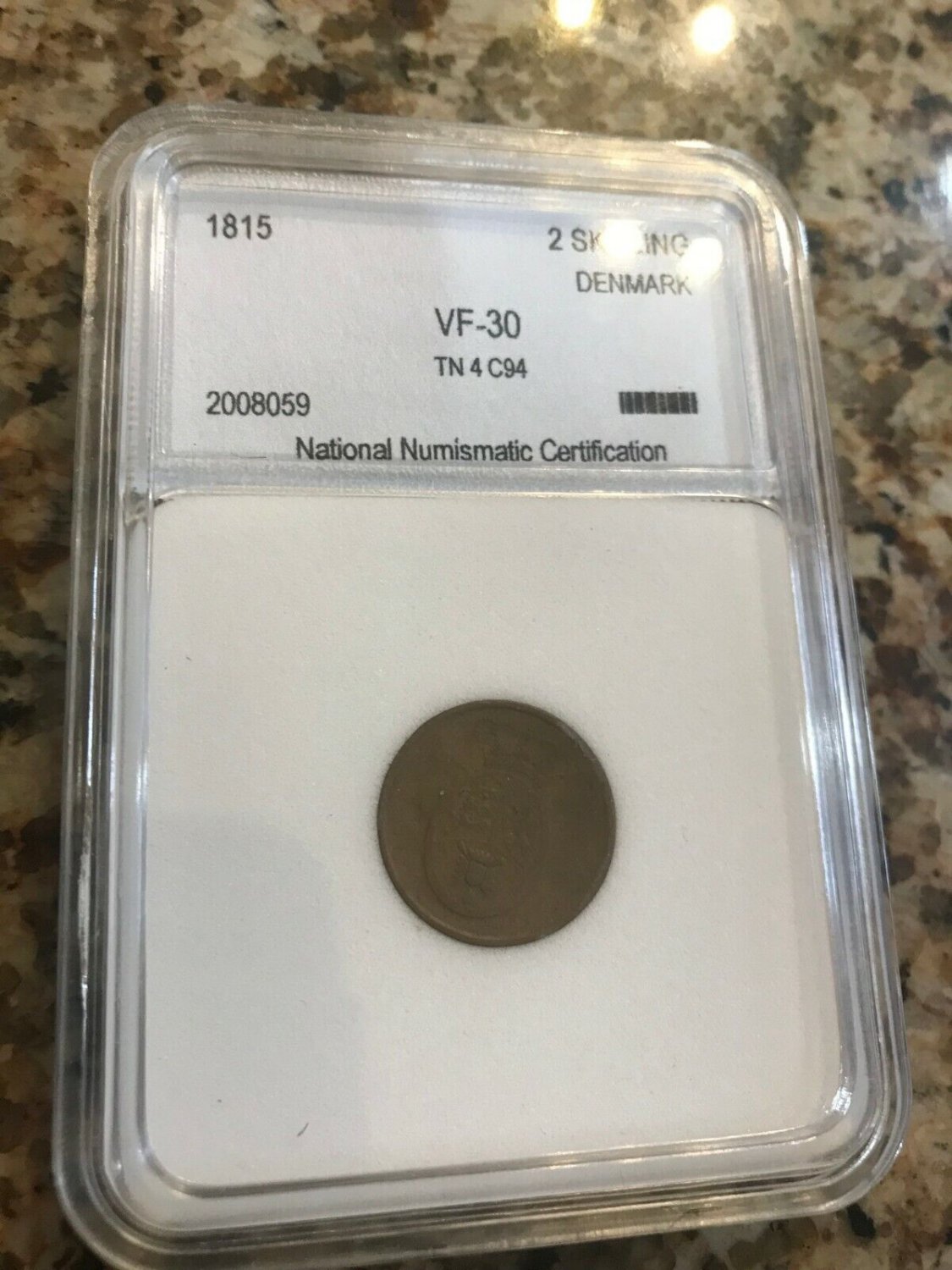1815 Denmark 2 skilling, slabbed