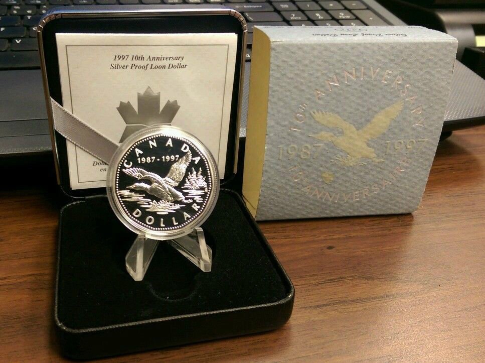 1997 Canada  Large Silver Proof $1-Flying Loon -Nice Box
