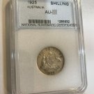 1925 Australia silver Shilling- Kangaroo/Emu -slabbed