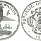 1995 Seychelles Large Proof Silver  25 Rupees Kestrel bird