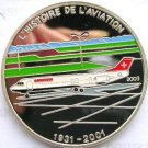 2003 Benin Large Silver Color Proof 1000 fr Airplane-Fokker 100