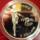 1997 Bahamas Large Silver Proof $2 World Cup Soccer France 1998