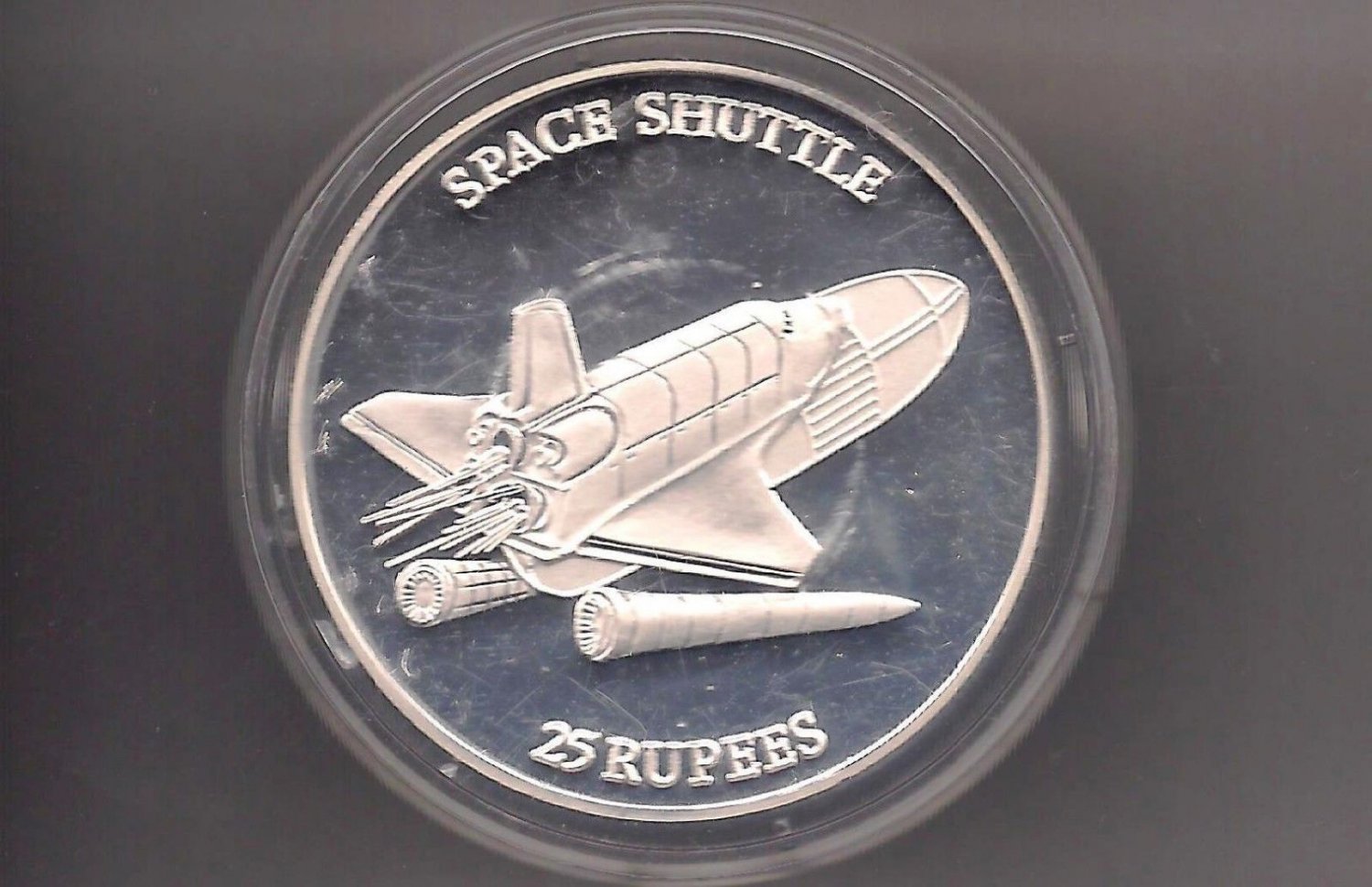 1993 Seychelles Large Proof Silver  25 Rupees Space Shuttle
