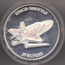 1993 Seychelles Large Proof Silver  25 Rupees Space Shuttle