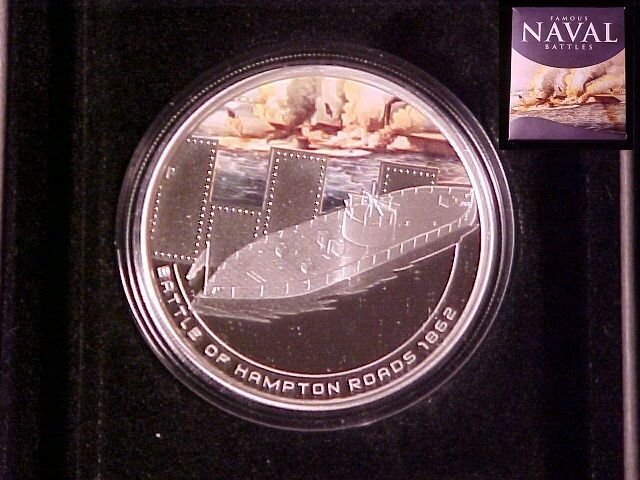 2010 Cook Is Large Color Silver Proof $1 Civil War Ironclad Ship -Nice Gift Box