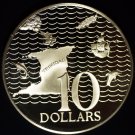 1973 Trinidad &Tobago Large Sterling Silver Proof $10-Map/Ship/Dolphin/Swordfish