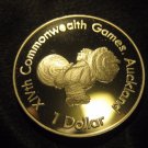 1989 New Zealand Large Proof Silver $1 Weight Lifter