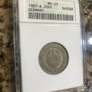 1887 A Germany 20 Pfennig-ANACS MS63