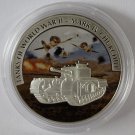 Liberia 2008 Large Silver Proof Color$5 WWII-British Churchill M4 Tank/Airplanes