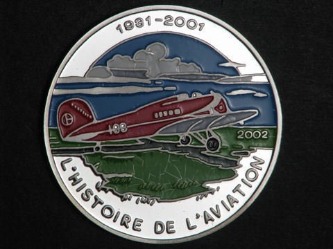 2002 Benin Large Silver Color Proof 1000 fr Airplane-Lockheed
