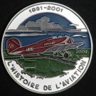 2002 Benin Large Silver Color Proof 1000 fr Airplane-Lockheed
