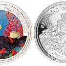 1994 Palau Large Color Silver $5  Fish/Neptune