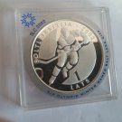 2001 Latvia large proof silver 1 Lats Ice Hockey/Coat of Arms