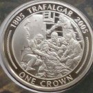 2005 Gibraltar Large Silver Proof  5 Pounds Trafalgar Nelson-Wounding