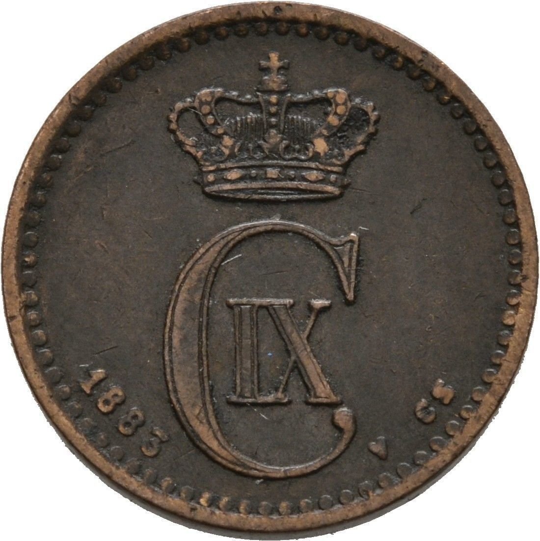 1883 Denmark 1 Ore-Dolphin/Wheat