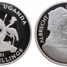 2001 Uganda Large Proof Silver 1000 Sh Durer self portrait