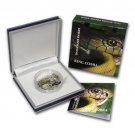 Rare 2011  Cook Is Silver Proof Color $5 King Cobra Snake-Gift Box
