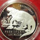 Rare 1993 Laos Large Proof Silver 50 Kip Prehistoric Animals-Sauroctonus