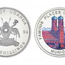 1994 Uganda Large Proof Color 1000 Sh Frauer Kirche Church Munich