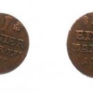 Rare 1758 Brunswick Wolfenbuttel 1 Denier (1/13 Matthier)