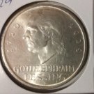 Rare 1929 F  Germany Large Silver 5 marks-Lessing- Nice #2