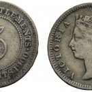 1900 Straits Settlements queen Victoria Silver 5 Cent