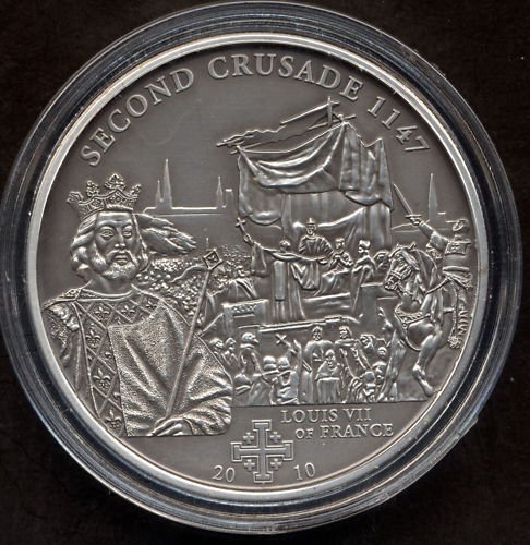 Rare 2010 Cook Is Large Silver 5$ Jerusalem 2 Crusade King Louis France