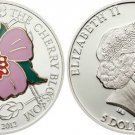 2012 Cook Is. Large Color Silver $5 Cherry Blossom flower